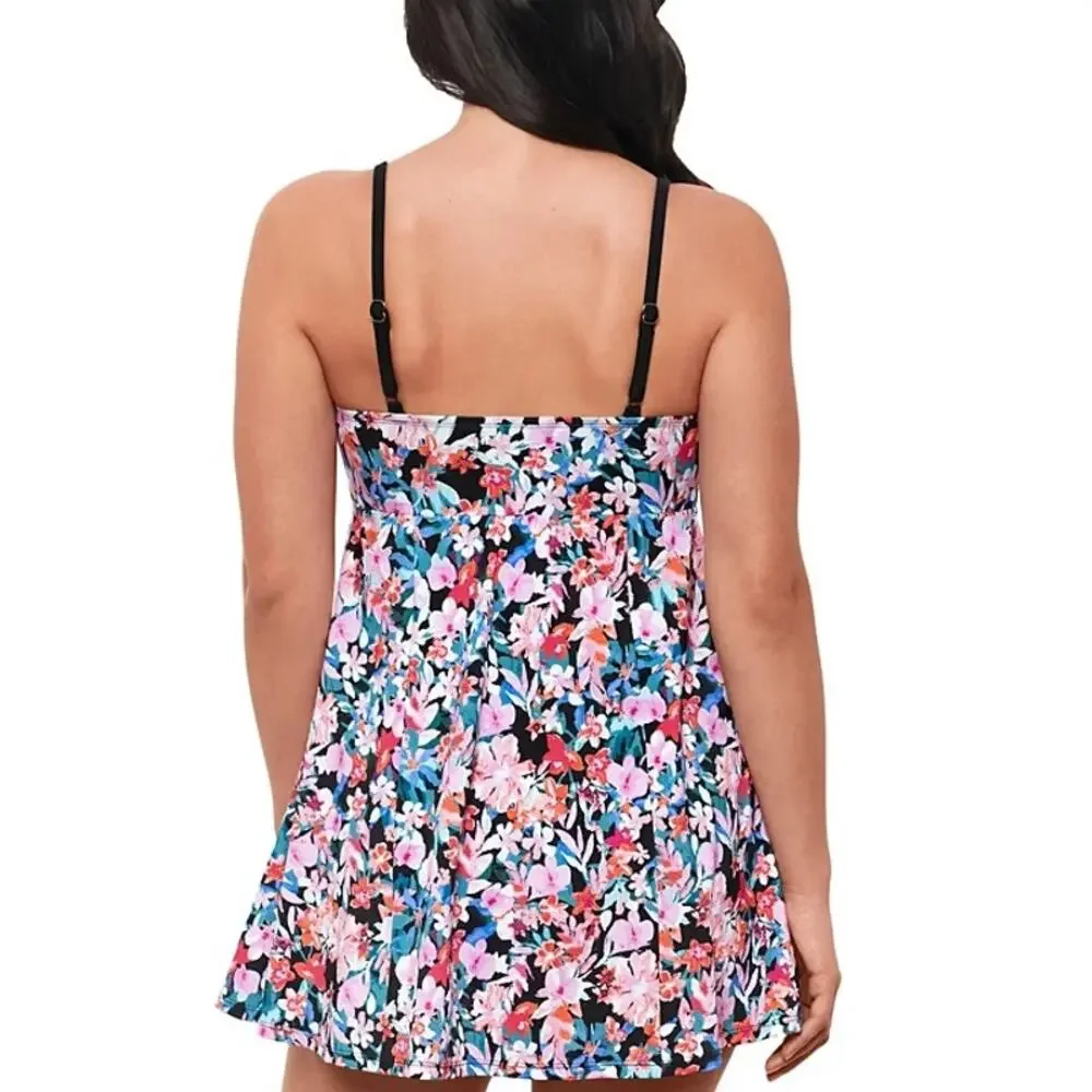 Swim Solutions Women's Blushing Empire Swimdress In Floral Multi - Picture 2 of 7